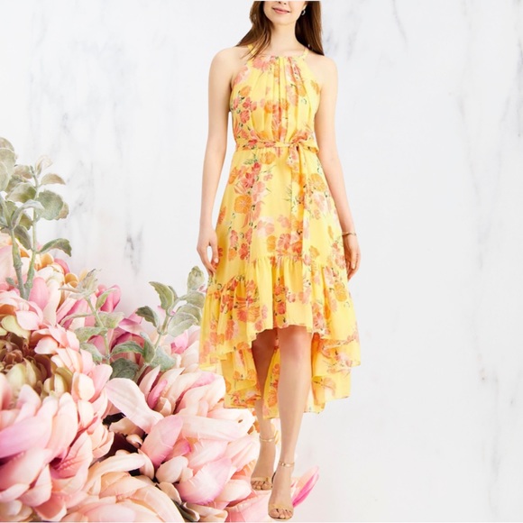 Vince Camuto Dresses & Skirts - Vince Camuto Women's Printed Chiffon Halter High Low Dress~ SZ 16